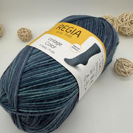 Пряжа Regia Vintage Color /Винтаж Колор/02862, indigo color (индиго колор), голубой/синий)