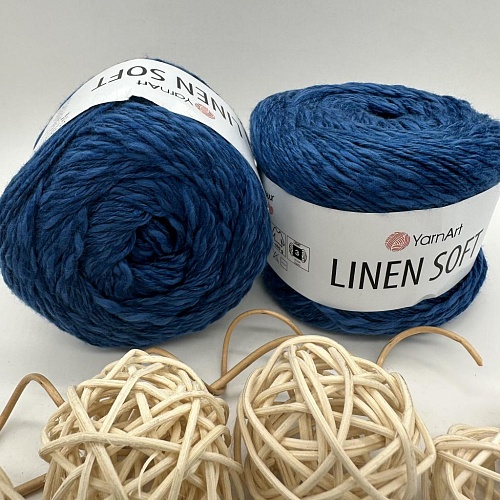 Пряжа Linen Soft лен, вискоза, хлопок 7317 индиго