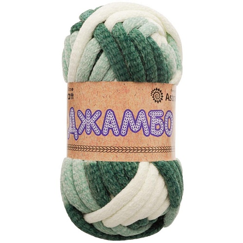 Пряжа Джамбо / Jambo (01 белый / зеленый)