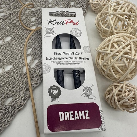 Спицы для вязания Спицы съемные укороченные Dreamz 10см №6,5мм/ламинированная береза, фиолетовый, 2шт в упаковке