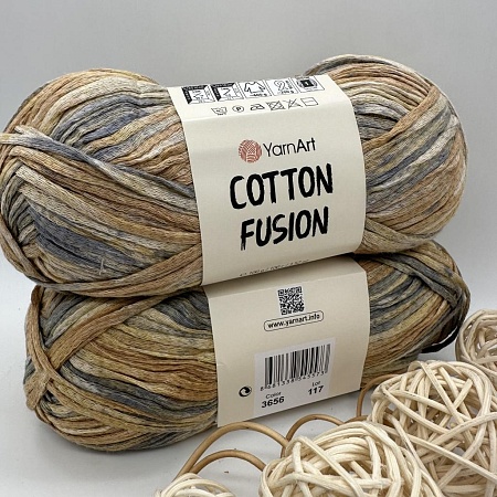 Пряжа Cotton Fusion хлопок 3656 горячий песок