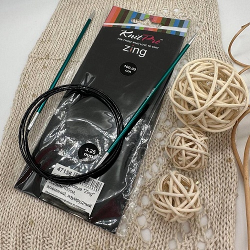 Спицы для вязания k123 Спицы круговые Zing 3,25мм/100см (изумрудный)
