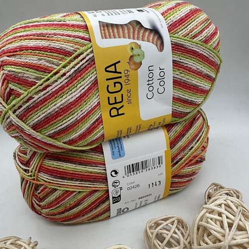 Пряжа Regia Cotton Color 02426 Tutti Frutti яблоко