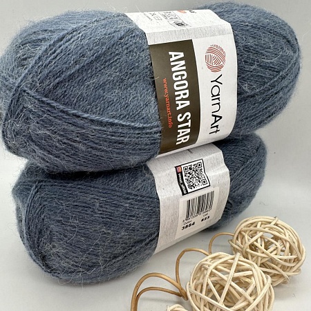 Пряжа Angora star 3864 серый джинс