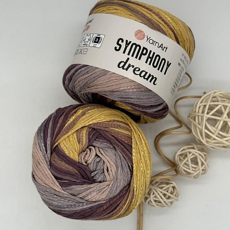 Пряжа Symphony Dream хлопок, вискоза 3102 бананово-шоколадный рулет