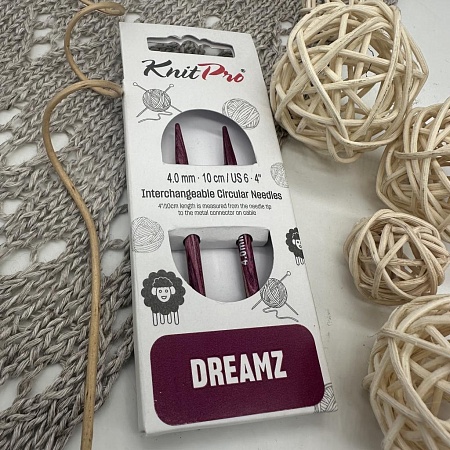 Спицы для вязания Спицы съемные укороченные Dreamz 10см №4.0 /ламинированная береза, фуксия, 2шт в упаковке
