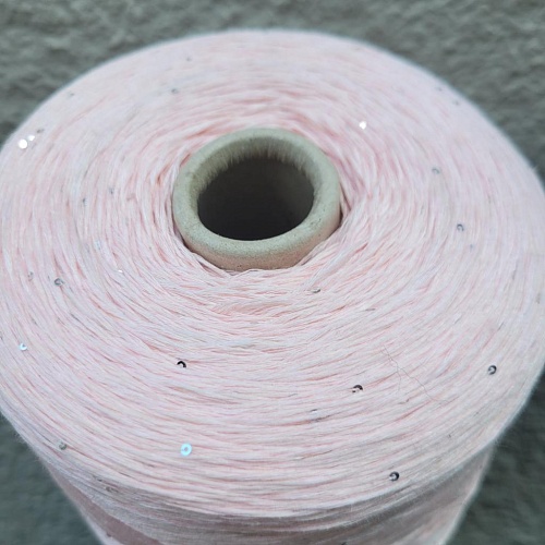 Пряжа в бобинах Lino 3800 с пайетками зефирка. Цена за 10гр