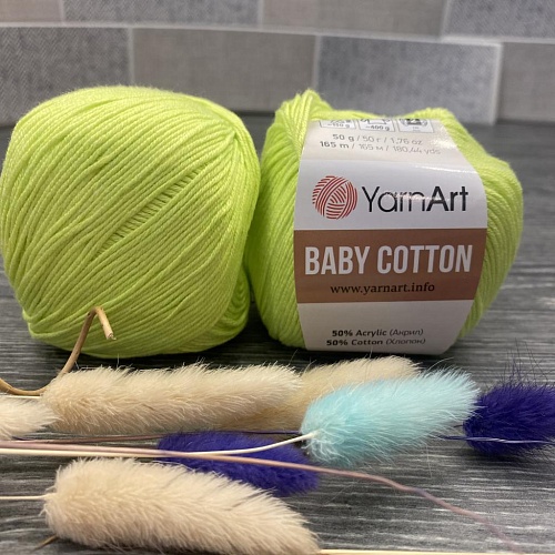 Пряжа Baby Cotton 430 салатовый неон