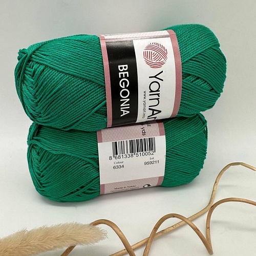 Пряжа YarnArt Begonia 6334 изумрудный