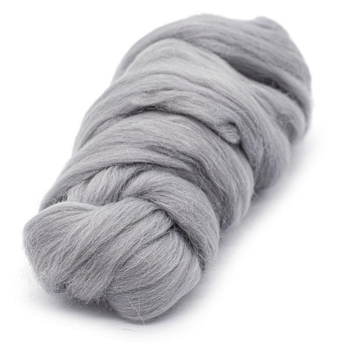 Творчество Лента для валяния полутонкая, 100% шерсть, 50гр (168 светло-серый)