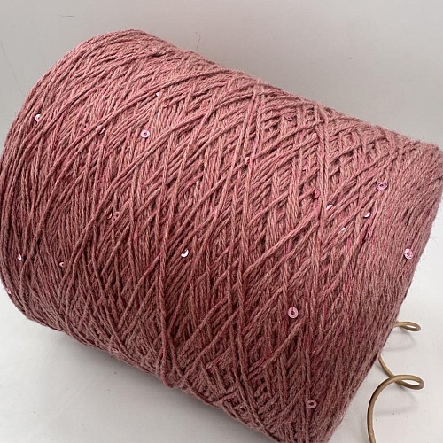 Пряжа в бобинах Silver брусника, пайетки. Цена указана за 10гр