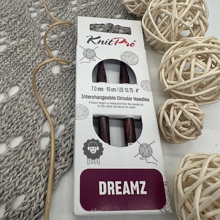 Спицы для вязания Спицы съемные укороченные Dreamz 10см №7,0мм/ламинированная береза, бургундская роза, 2шт в упаковке