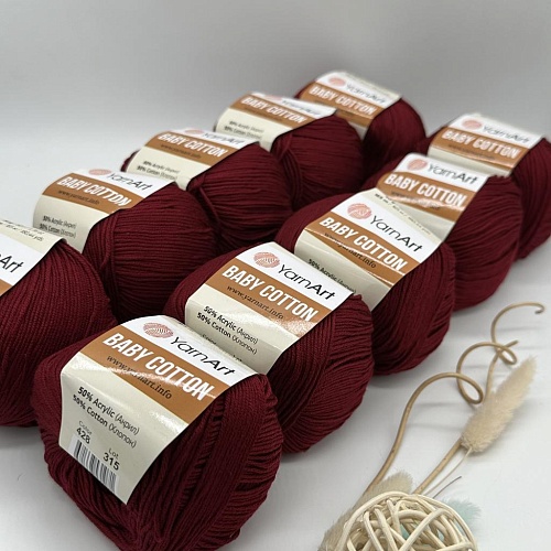 Пряжа YA Baby Cotton 428 бордо