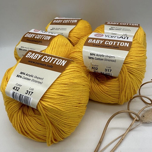 Пряжа YA Baby Cotton 432 желтый