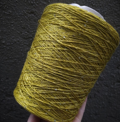 Пряжа в бобинах Festival (лен, шелк, пайетки) 1034 биттер лемон