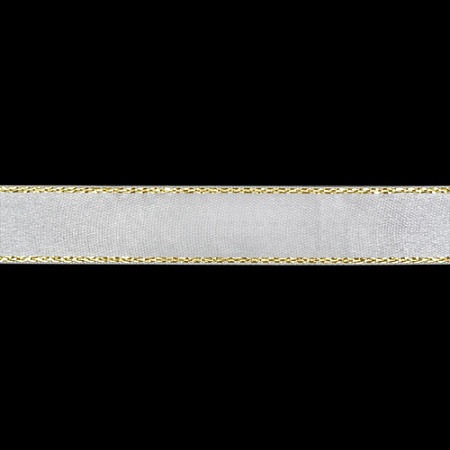 Ленты RB-011 Лента атласная односторонняя 6 мм с золотой нитью (001 белый) Цена указана за 10 см