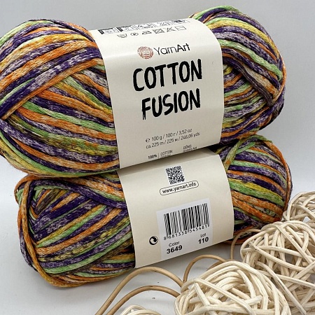 Пряжа Cotton Fusion хлопок 3649 букет фиалок