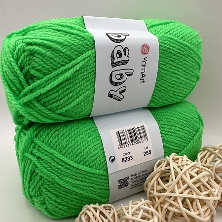 Пряжа Yarn Art Baby (бэби) 8233 зелёный неон