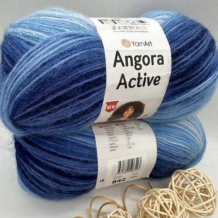 Пряжа Angora Active 842 сине - голубой