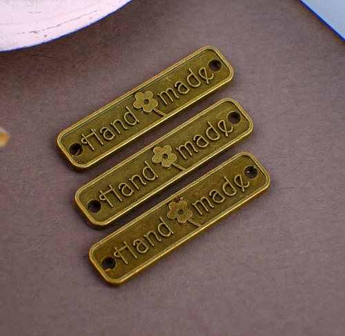 Аксессуары для одежды и обуви Декоративный элемент &amp;quot;handmade&amp;quot; цвет бронза 25х06 см